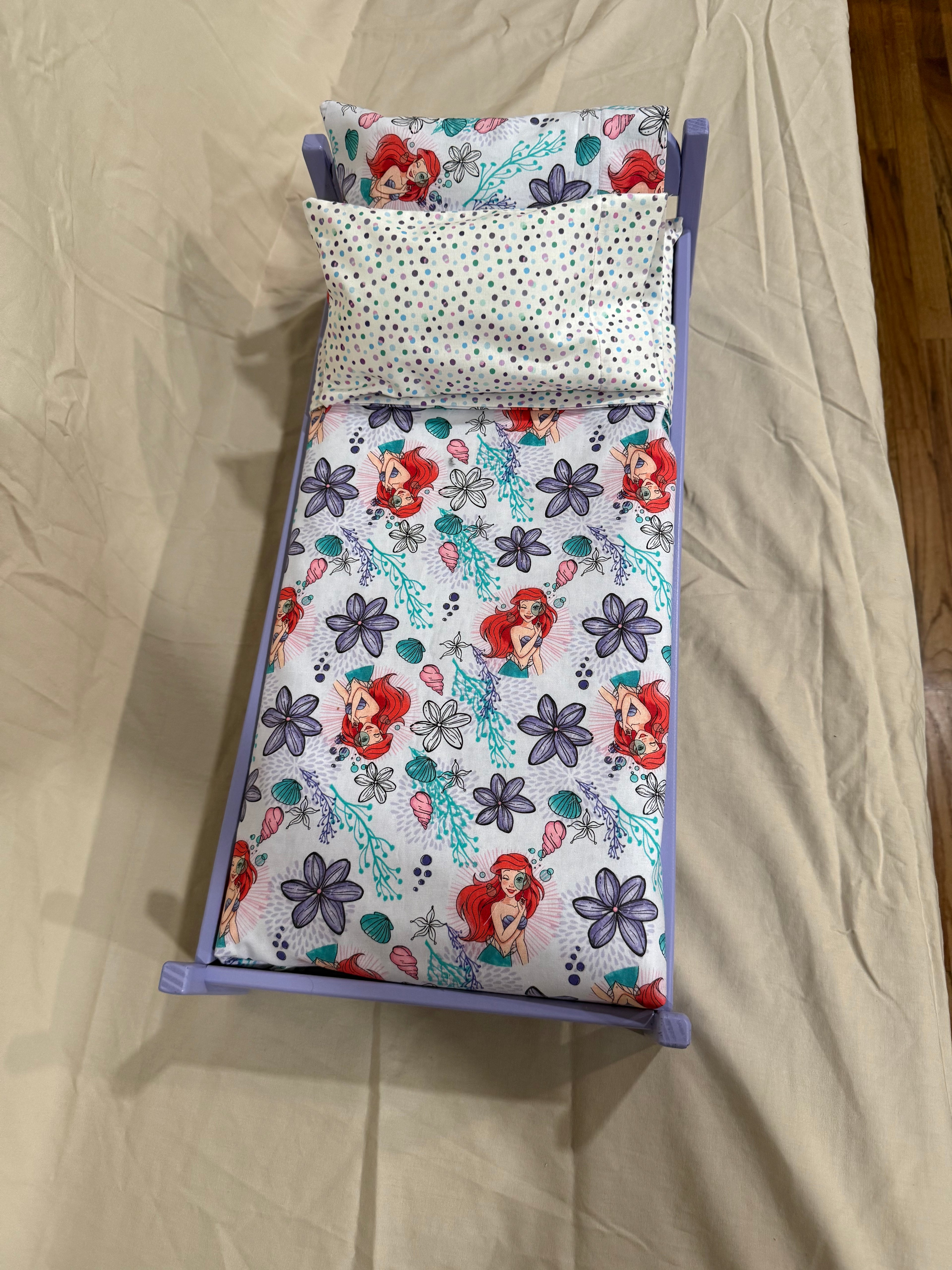 18” doll bed in little mermaid bedding