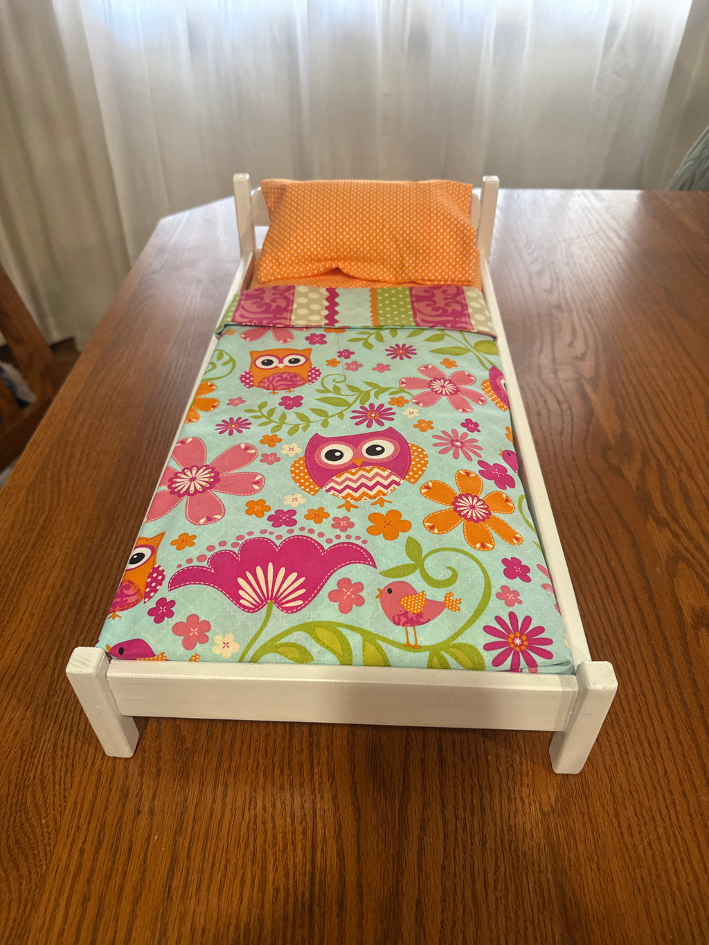 18” doll bed in owl bedding