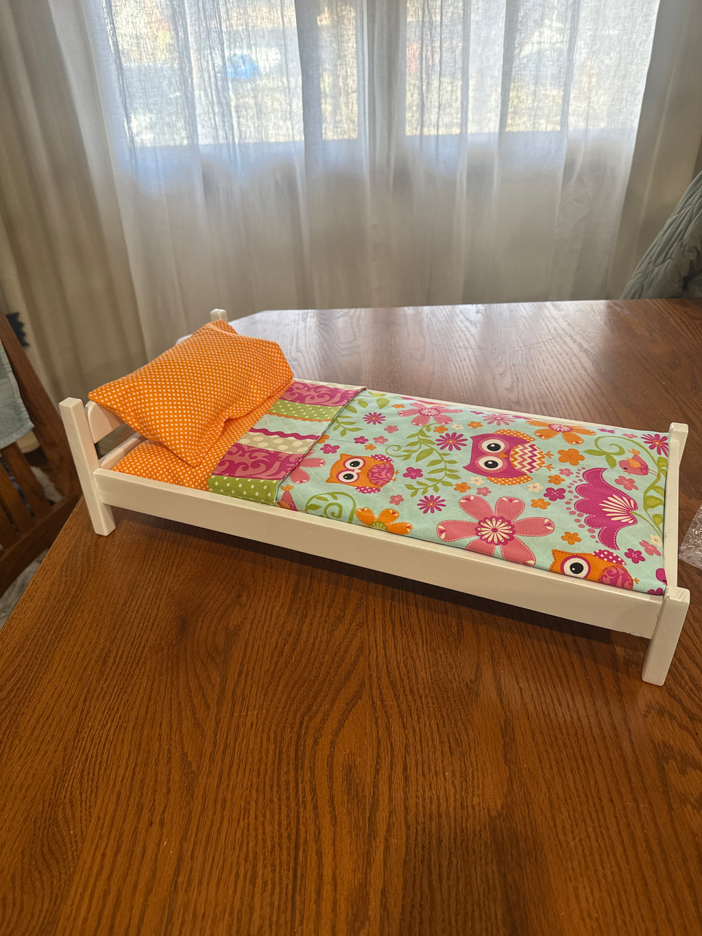 18” doll bed in owl bedding