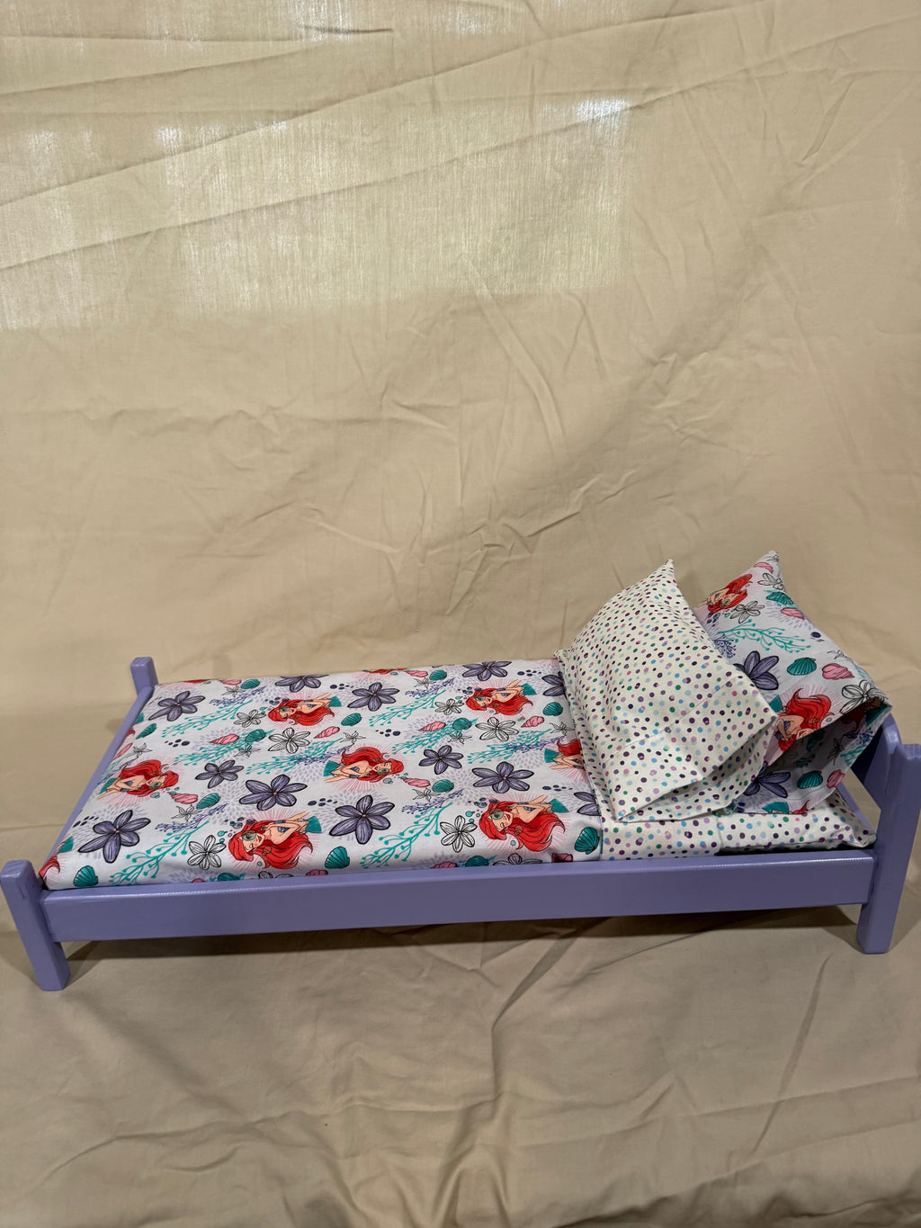18” doll bed in little mermaid bedding