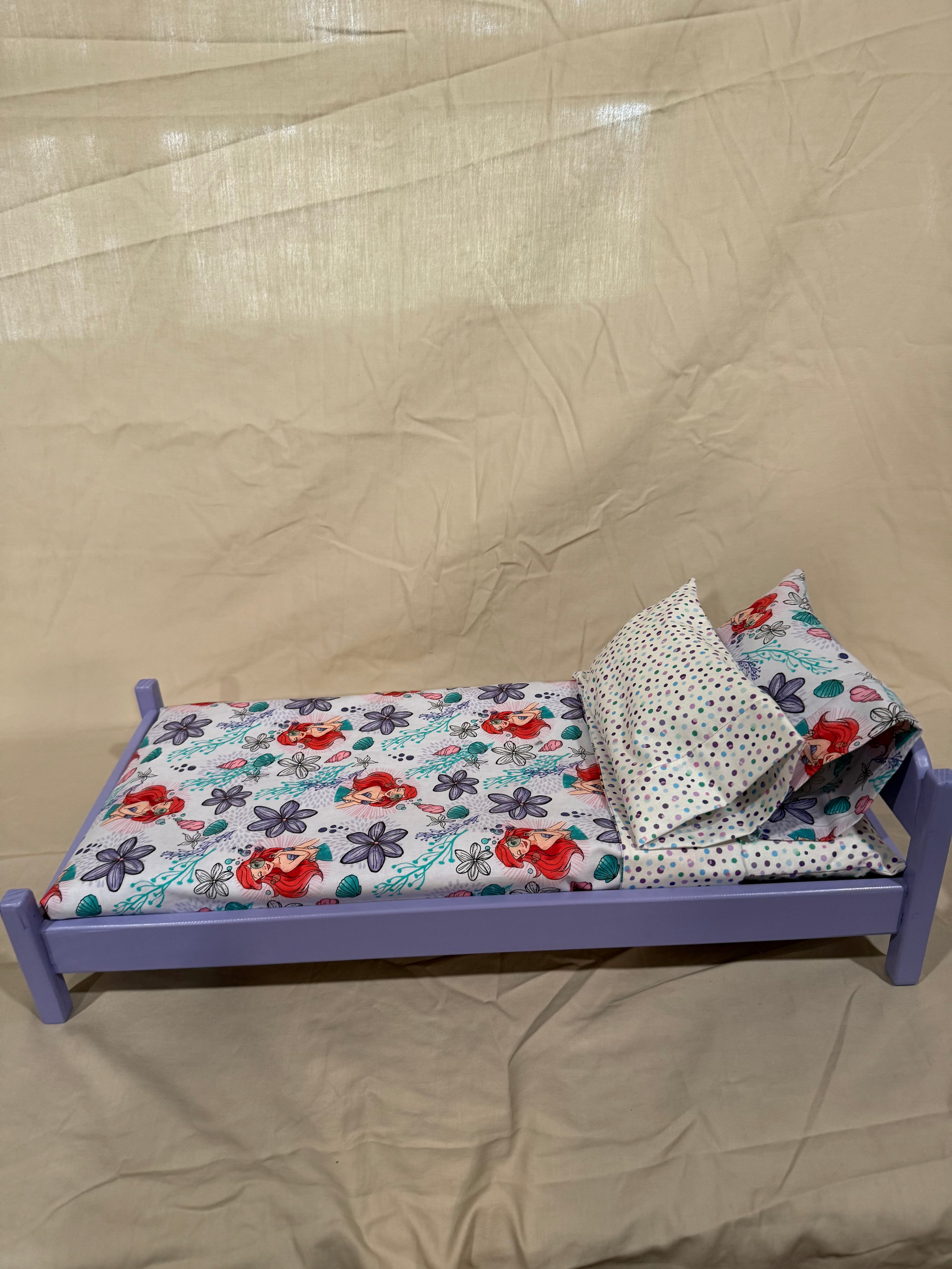18” doll bed in little mermaid bedding