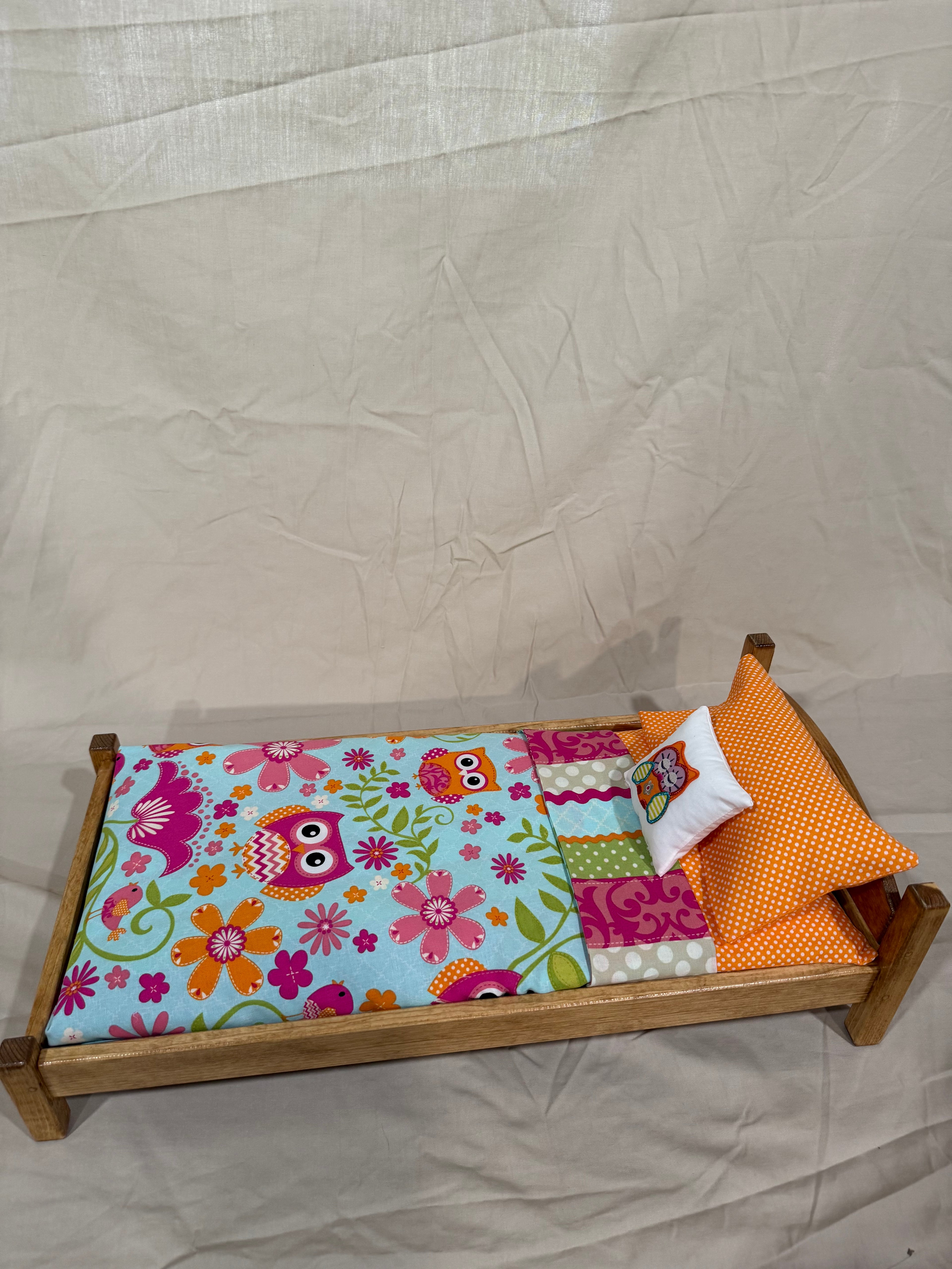 18” doll bed in owl bedding