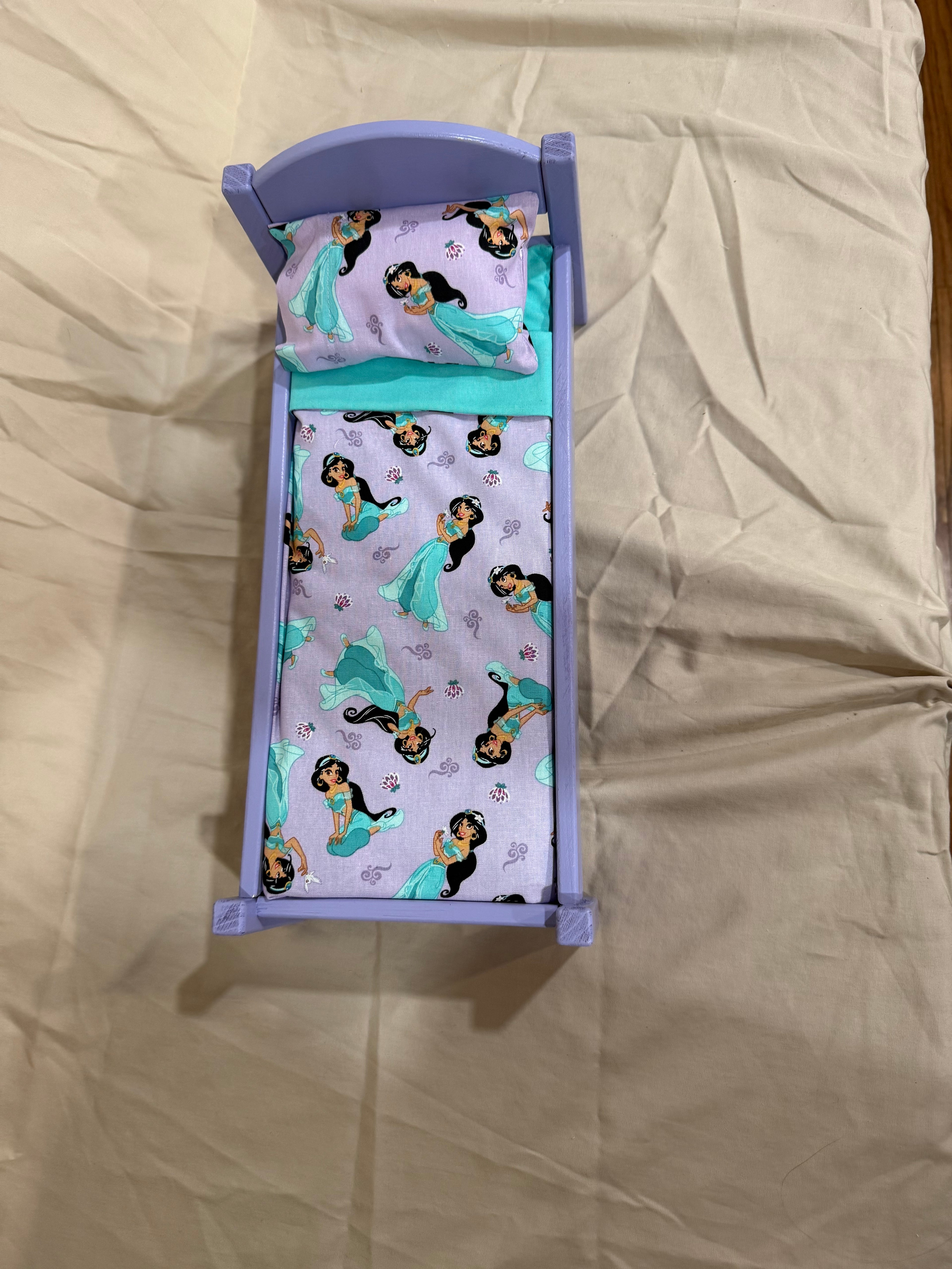Barbie bed in princess jasmine bedding