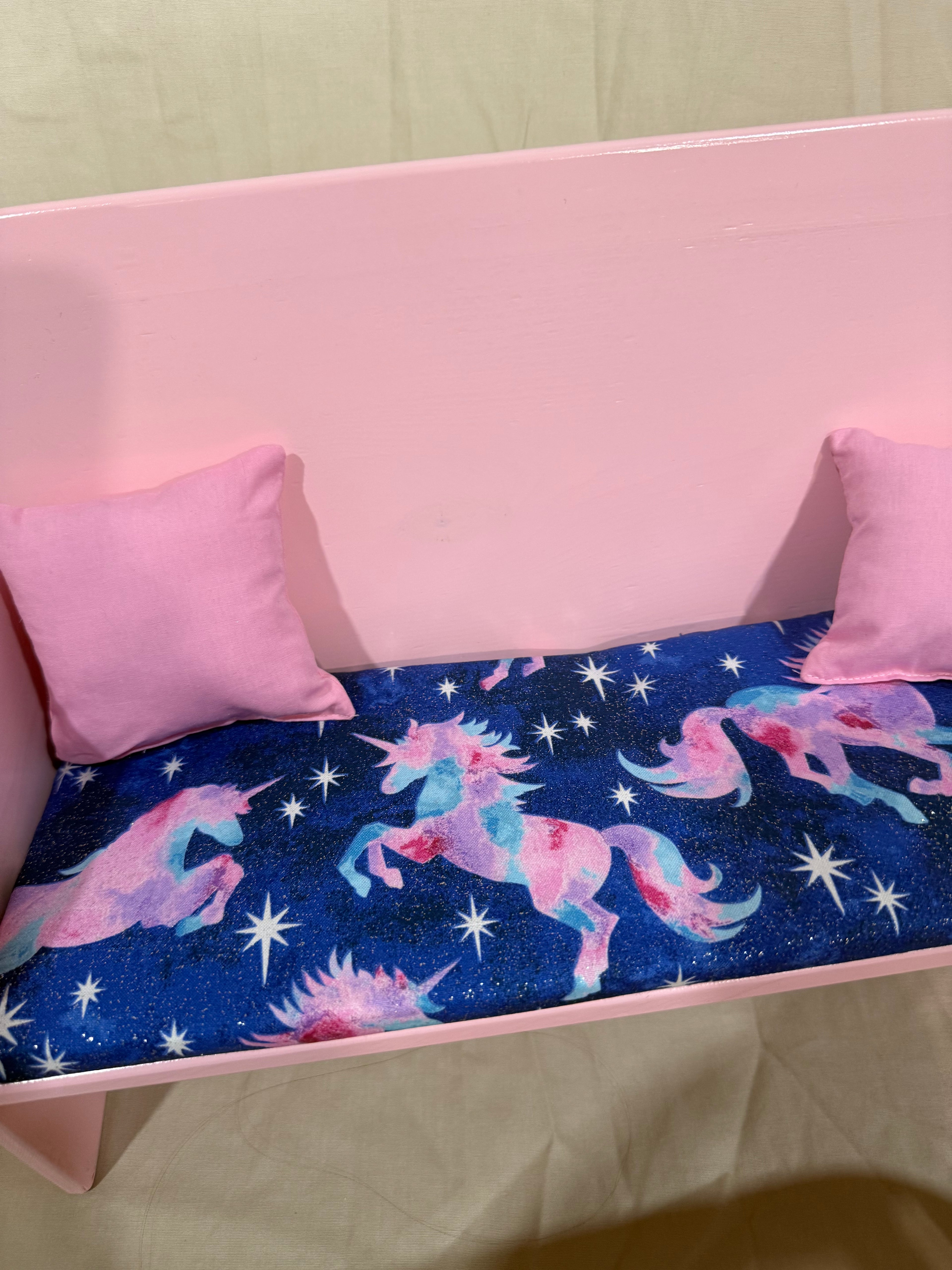 Barbie couch, chairs, and tables set in blue unicorn